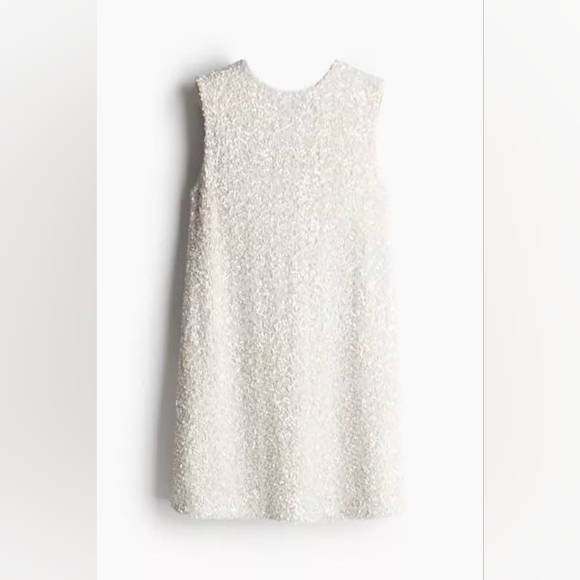 NWT H&M Sleeveless Sequined Tie-Back Bow Party Dress White/Black XS S M L XL XXL - Picture 9 of 10
